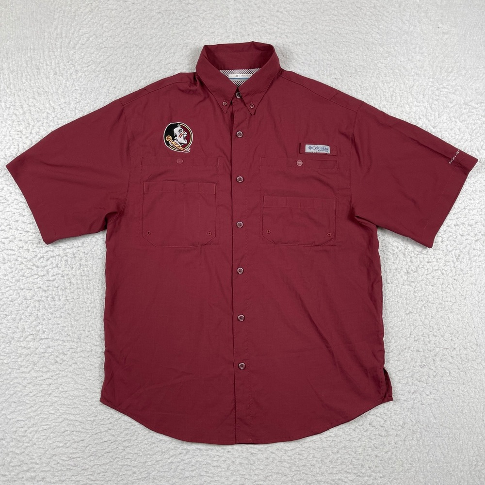 Florida State Seminoles Columbia Fishing Shirt Mens Small Maroon PFG Travel UPF